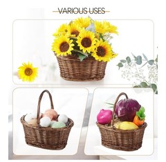 Barydat 6 Pcs Small Wicker Multi-use Baskets With Handle- Oval-9″X7″X4″