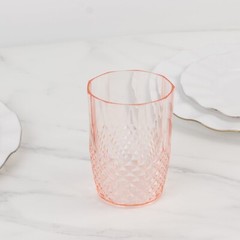 TRANSPARENT BLUSH 16 oz Crystal Cut Plastic DRINKING GLASSES Party Events Home