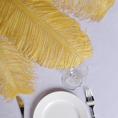 12 pcs 24-26″ long Gold Genuine Ostrich FEATHERS Wedding Party Centerpieces