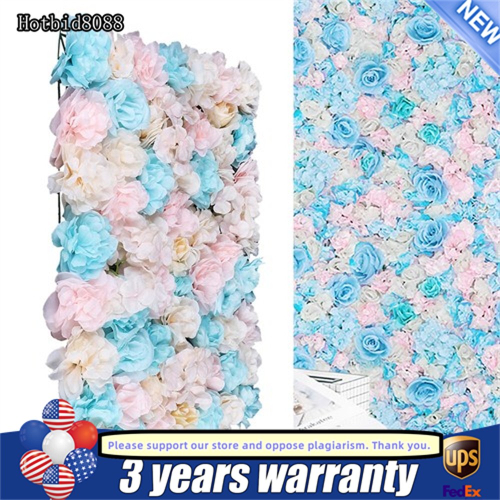 12PCS Artificial Flower Wall Panel White Hydrangea Rose Wedding Backdrop Decor