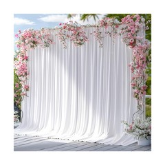 White Backdrop Curtains 10 Panels, 10 Feet Wrinkle-Free Polyester Photography…