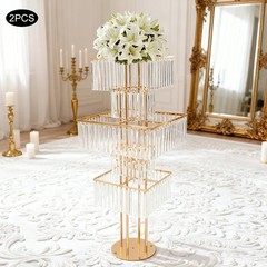 5 Tier Round Flower Stand 49.2in Metal Pedestal Stands Wedding Flower Stand