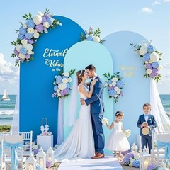 Set of 3 Arch Backdrop Covers(6ft, 5ft, 6FT,5FT,4FT Light Blue+Blue+Dark Blue