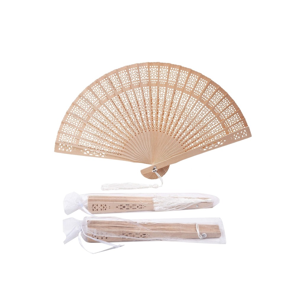 Sepwedd Set of 50pcs Sandalwood Fan Baby Shower Gifts Favors with Gift Bags a…