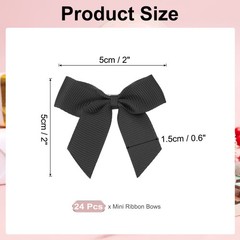 24 x Mini Grosgrain Ribbon Bow 2″ Self Adhesive Flower Bows Black