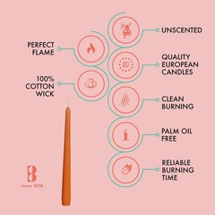 BOLSIUS Orange Taper Candles – 4 Pack Unscented 10 Inch Dinner Candle