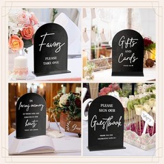 Black Acrylic Modern Wedding Sign, Ceremony and Reception Sign with Stand