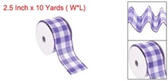 Plaid Check Ribbon, 2.5 Inch x 10 Yards Gingham Ribbon, Blue Purple