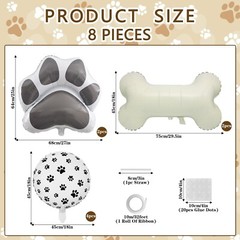 8 Pcs Dog Balloons 30 Inch Bone Foil Balloons Paw Print Balloon Dog Birthday …