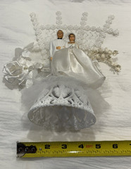 RARE Vintage 1959 Coast Novelty Wedding Cake Topper Bride Groom Rosettes Lace