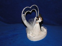 New Elegant Mirrored Heart Medium skin Bride & Groom Wedding Caketop #346