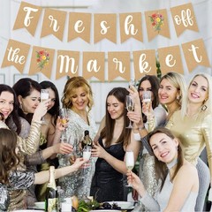 Fresh Off The Market Bridal Shower Banner Garland for Shes Brown
