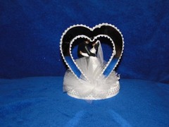 New Elegant Mirrored Heart Medium skin Bride & Groom Wedding Caketop #346