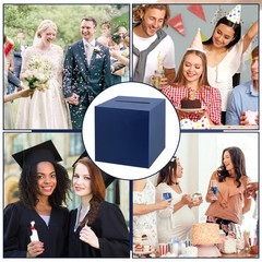 Navy Blue Card Box With Slot 9.05 Inch Receiving Holder Wedding Baby Shower
