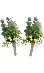 Men Wedding Eucalyptus Berry Plant Groom Boutonniere for 4 Green Boutonniere