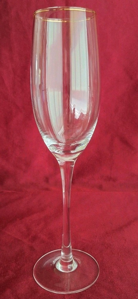 Wedding Champagne Toast Flute Gold Rim ( 1 ) Holds 9oz. No Brand 10″×2¾»SPOTLESS