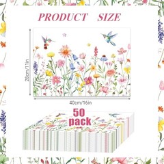 50 Pcs Flower Paper Placemats, 11×16 Inch Summer Floral Bird flower bird