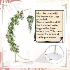 2Pcs 8.2ft Gold Metal Wedding Arch Backdrop Stand Party Balloon Floral Frame