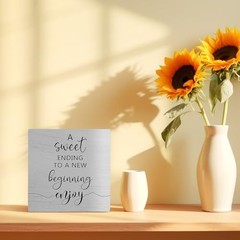 Wedding Wood Box Sign 5×5 Inch, Baby Bridal Shower Decorations, a Sweet Ending