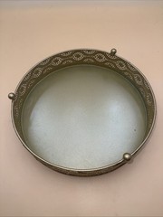 12″ Gold Metal Floral Pattern Round Pedestal Cake Stand Party Events Decorations