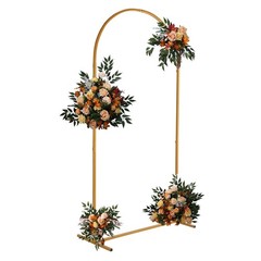 6.6 FT Wedding Arch Backdrop Stand Gold Metal Arch for Wedding Ceremony Party