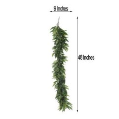 48-Inch long Light Frosted Green Artificial Willow Fern Fronds Leaves Garland