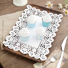 100 WHITE 14″ Rectangular Disposable Lace PAPER DOILIES PLACEMATS Party Supplies