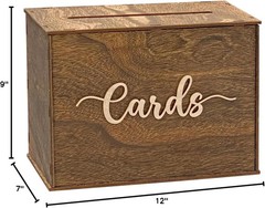 Cregugua Rustic Wooden Card box 12x9x7 Inch Gift Card Box for Wedding Birthday B