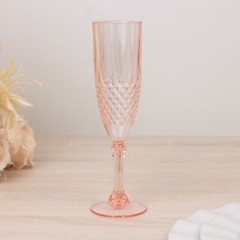 6 TRANSPARENT BLUSH 8 oz Crystal Plastic Champagne Flute GLASSES Party Events