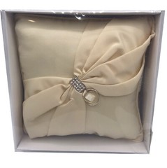 Lillian Rose Ring Pillow Ivory Sash Satin 8″ Square Silver Rhinestone Clasp