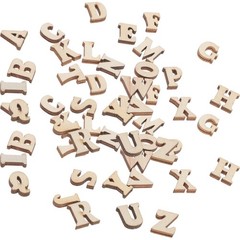 200Pcs Wooden Letter Slices Durable Wood Craft Material for Scrapbooking Beige