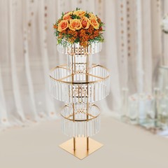 Tall Crystal Flower Vase Metal Flower Stand Wedding Decoration Bling Centerpiece