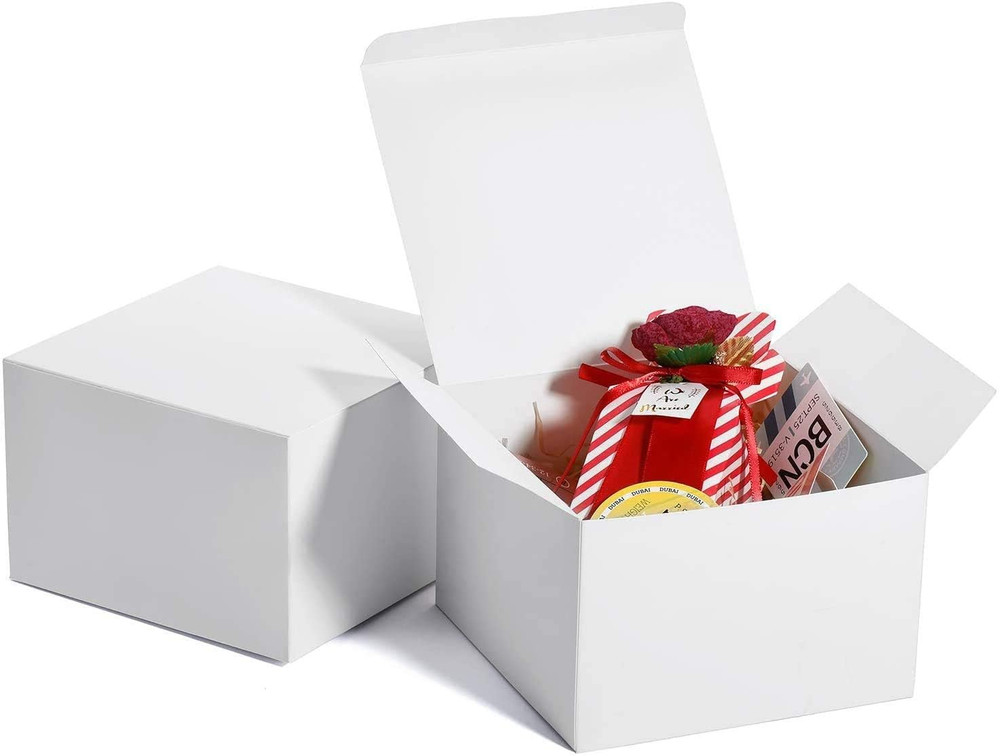 6X6X4» White Gift Boxes 50 Pc,Bridesmaid Proposal Box, Recycled Paper Small Gif