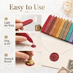 12 Pieces Sealing Wax Sticks with Wicks for Letter Seal Wax Stamp,Wedding Invita