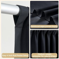 20x10FT Black Backdrop Curtains for Parties – 4 Panels 5x10FT Polyester Backd…