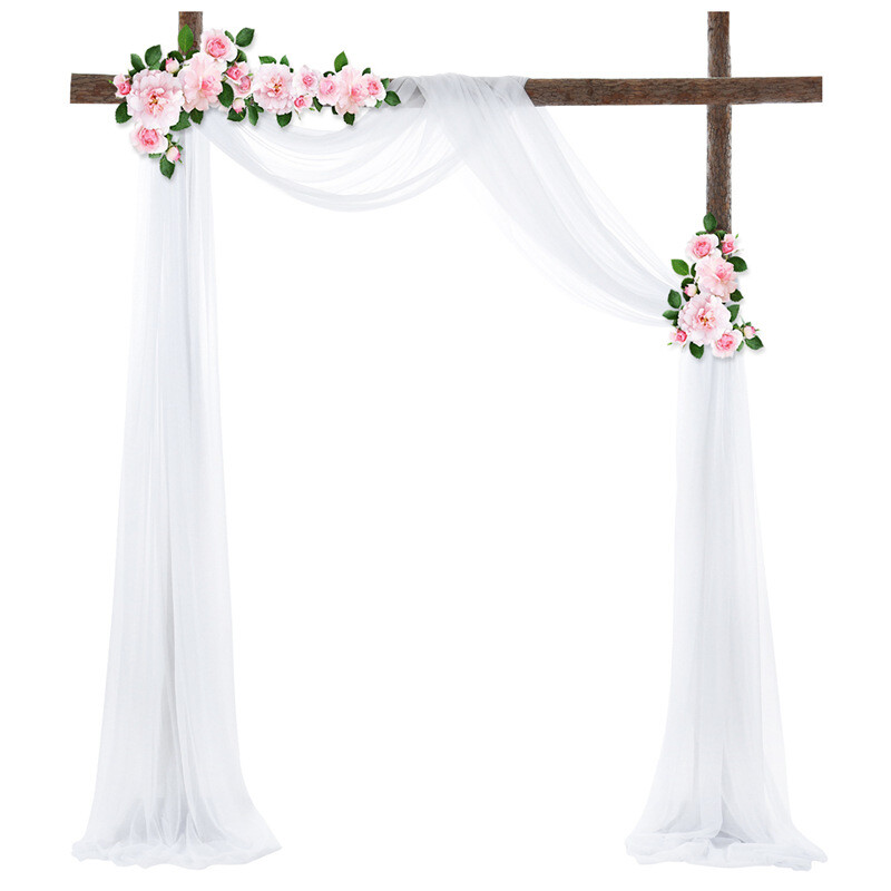 Sheer Tulle Draping Curtain 18FT Backdrop For Arch Party Wedding Ceremony Decor
