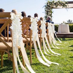 10 Wedding Aisle Decorations – Pre-Assembled Pew Flowers, Artificial Wisteria &