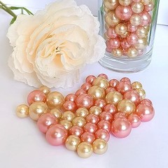 140 Pieces Floating Pearls for Vase Filler Pearl Beads No Hole Vase Gold, pink