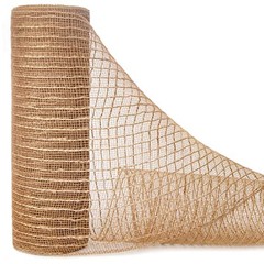 Poly Burlap Mesh Ribbon, 10 inch x 30 feet(10Yard), Natural with Beige/Natural