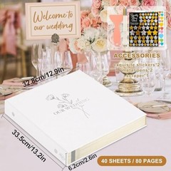 Álbum de fotos autoadhesivo para bodas, álbum de recortes de 80 páginas, álbumes