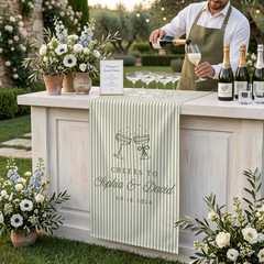 Personalized Wedding Bar Sign, Custom Engagement Cocktail Hour Bar Table Runner