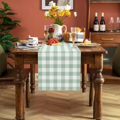 Buxiuer Sage Green Gingham Party Table Runner 13″ x 72″, Multi Color