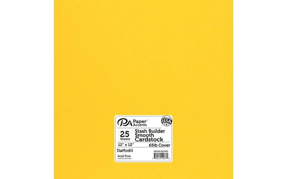 PA Paper Accents Stash Builder Cardstock Pack 12″ x 65 pound, Daffodil