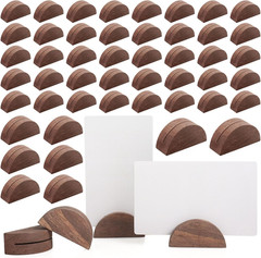50 Pcs Wooden Table Number Stands, Semicircular Wedding Place Card Holders for T
