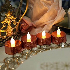 METALLIC ROSE GOLD 12 LED Tealight Candles Lights Party Wedding Centerpieces