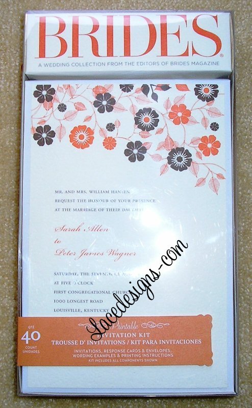 40 DIY BRIDES Ivory Fall Autumn Orange Floral Bridal Wedding Invitations Set