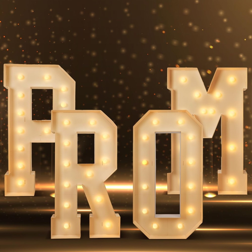 4 Pcs 4ft Graduation Decorations 2025 Prom Marquee Letter Lights Sign LED Mar…