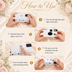 Entallor 6 Pack Disposable Cameras Bulk for Wedding with 6 Pack, White