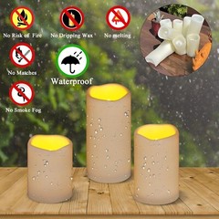 Flameless Candles 4″ 5″ 6″ Set of 3 Ivory Outdoor Indoor Pillars 3″ Diameter …