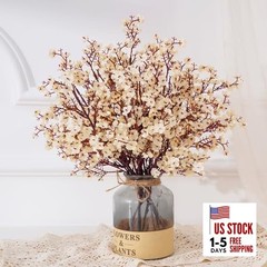 Fake Flowers Artificial Flowers, Real Touch Silk Flowers Faux 5 Pcs Champagne